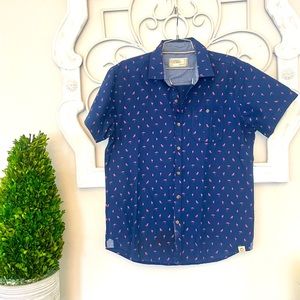 Free Planet Navy Button Up Shirt Medium